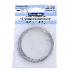 MEMORY WIRE, 0.50 OZ, FLAT, LARGE, BRACELET, STAINLESS STEEL. SOLD PER PACK OF APPROX 16 ROUNDS.