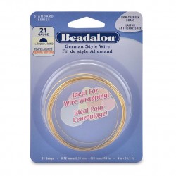 GERMAN STYLE WIRE, HALF ROUND, 21 GAUGE (0.72MM), TARNISH RESISTANT, BRASS COLOR. SOLD PER PACK OF 4M.