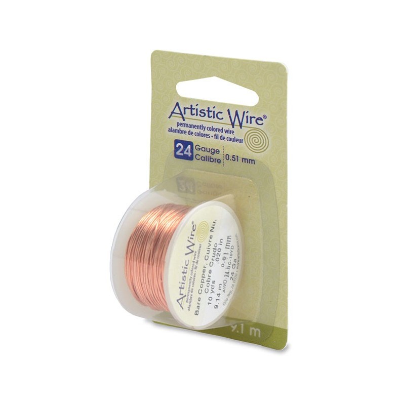 ARTISTIC WIRE, 24 GAUGE (0.51MM), BARE COPPER. SOLD PER PACK OF 10YD.