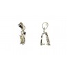 BAIL, PINCH TYPE, RHINESTONE, 7X19MM, 8MM GRIP LENGTH, RHODIUM PLATED BRASS, NICKEL FREE. SOLD PER PACK OF 10 .