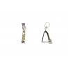 BAIL, PINCH TYPE, RHINESTONE,9X19MM, 8MM GRIP LENGTH, RHODIUM PLATED BRASS, NICKEL FREE. SOLD PER PACK OF 10.