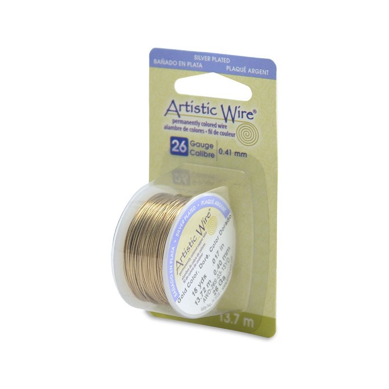 ARTISTIC WIRE, 26 GAUGE (0.41MM), GOLD. SOLD PER PACK OF 15YD.