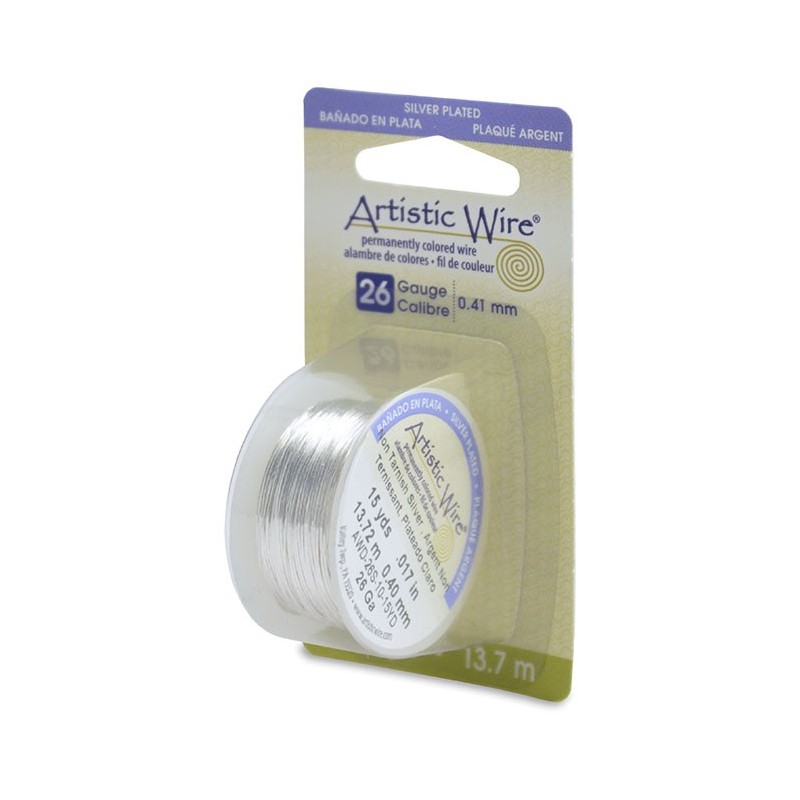 ARTISTIC WIRE, 26 GAUGE (0.41MM), TARNISH RESISTANT, SILVER. SOLD PER PACK OF 15YD.