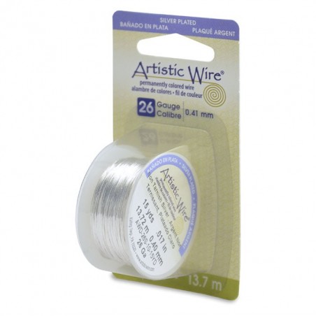 ARTISTIC WIRE, 26 GAUGE (0.41MM), TARNISH RESISTANT, SILVER. SOLD PER PACK OF 15YD.