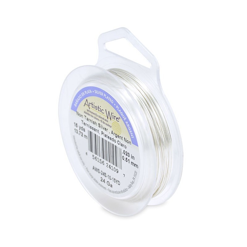 ARTISTIC WIRE, 24 GAUGE (0.51MM), TARNISH RESISTANT, SILVER. SOLD PER PACK OF 15YD.