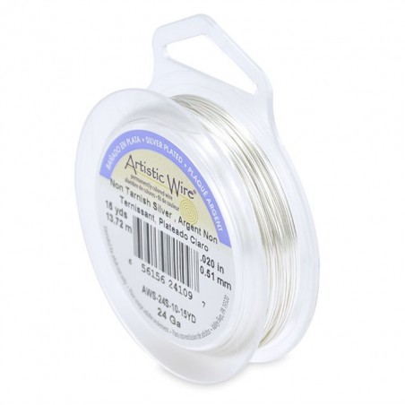 ARTISTIC WIRE, 24 GAUGE (0.51MM), TARNISH RESISTANT, SILVER. SOLD PER PACK OF 15YD.
