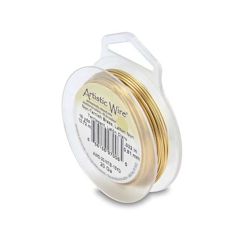 ARTISTIC WIRE, 20 GAUGE (0.81MM), TARNISH RESISTANT BRASS. SOLD PER PACK OF 15YD.