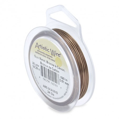ARTISTIC WIRE, 24 GAUGE (0.51MM), ANTIQUE BRASS. SOLD PER PACK OF 20YD.