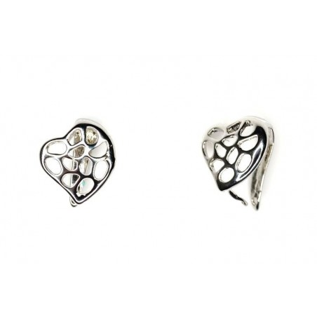 BAIL, PINCH TYPE, HEART, 10X16MM, 14MM GRIP LENGTH, RHODIUM PLATED BRASS, NICKEL FREE. SOLD PER PACK OF 6.