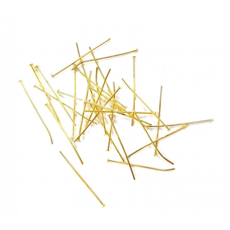 HEADPIN, 0.6MM THICKNESS, GOLD COLOR, NICKEL FREE. SOLD PER PACK OF 20GM.