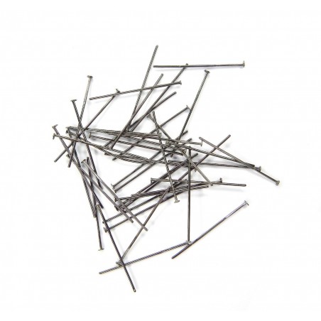 HEADPIN, 0.6MM THICKNESS, GUNMETAL COLOR, NICKEL FREE. SOLD PER PACK OF 20GM.