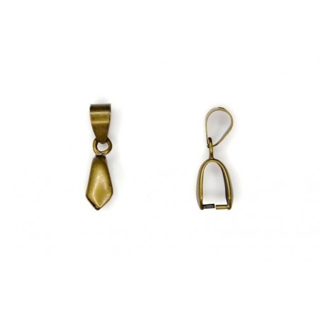 BAIL, PINCH TYPE, 7X20MM, 8MM GRIP LENGTH, ANTIQUE PLATED BRASS, NICKEL FREE. SOLD PER PACK OF 10.