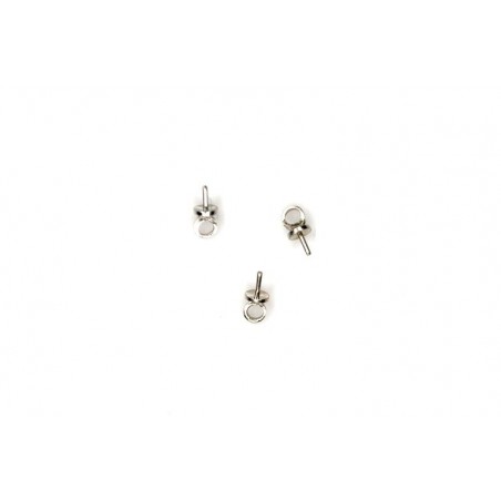 BAIL, GLUE ON TYPE, 3X7MM,  0.6MM, RHODIUM PLATED BRASS, NICKEL FREE. SOLD PER PACK OF 10.