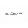 CLASP SET, LOBSTER CLAW 10MM WITH 1.5MM CORD CRIMP ENDS, RHODIUM PLATED BRASS. SOLD PER PACK OF 10.