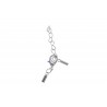CLASP SET, LOBSTER CLAW 12MM WITH 2.5MM CORD CRIMP ENDS, RHODIUM PLATED, NICKEL FREE. SOLD PER PACK OF 5.
