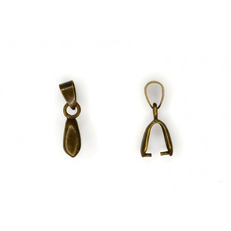 BAIL, PINCH TYPE, 5X20MM, 8MM GRIP LENGTH, ANTIQUE PLATED BRASS, NICKEL FREE. SOLD PER PACK OF 10.