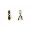 BAIL, PINCH TYPE, 5X20MM, 8MM GRIP LENGTH, ANTIQUE PLATED BRASS, NICKEL FREE. SOLD PER PACK OF 10.