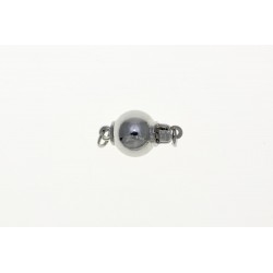 CLASP, BALL, 8MM, RHODIUM PLATED BRASS, NICKEL FREE. SOLD PER PACK OF 5.