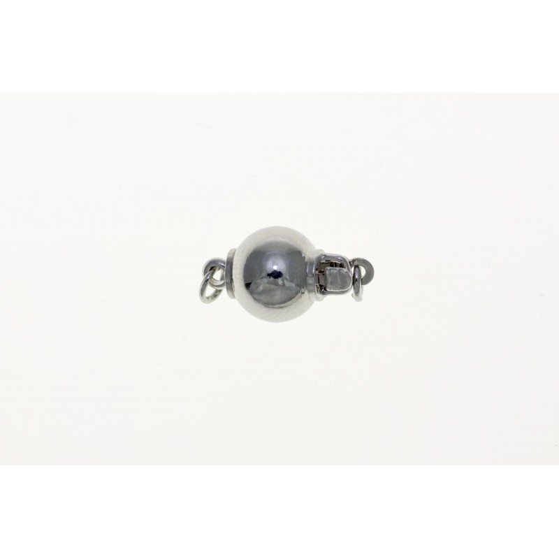 CLASP, BALL, 8MM, RHODIUM PLATED BRASS, NICKEL FREE. SOLD PER PACK OF 5.