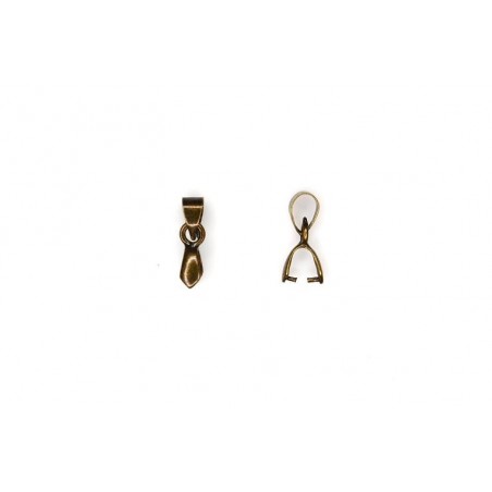 BAIL, PINCH TYPE, 4X14MM, 5MM GRIP LENGTH, ANTIQUE PLATED BRASS, NICKEL FREE. SOLD PER PACK OF 10.