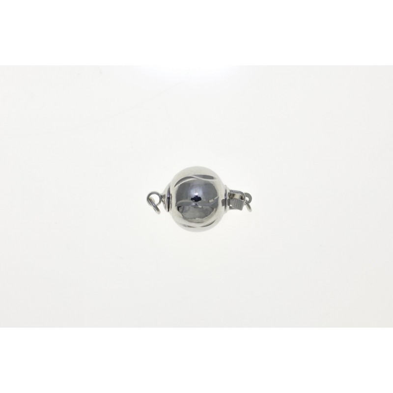 CLASP, BALL, ROUGH CUT, 12MM, RHODIUM PLATED BRASS, NICKEL FREE. SOLD PER PACK OF 5.