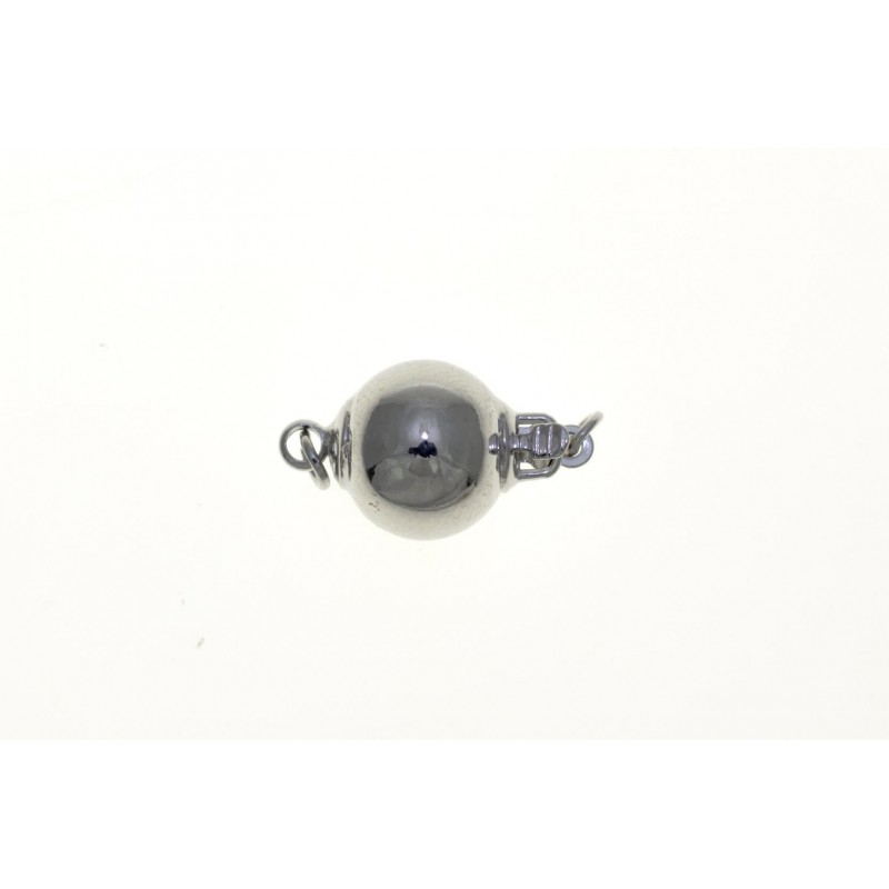 CLASP, BALL, 10MM, RHODIUM PLATED BRASS, NICKEL FREE. SOLD PER PACK OF 5.