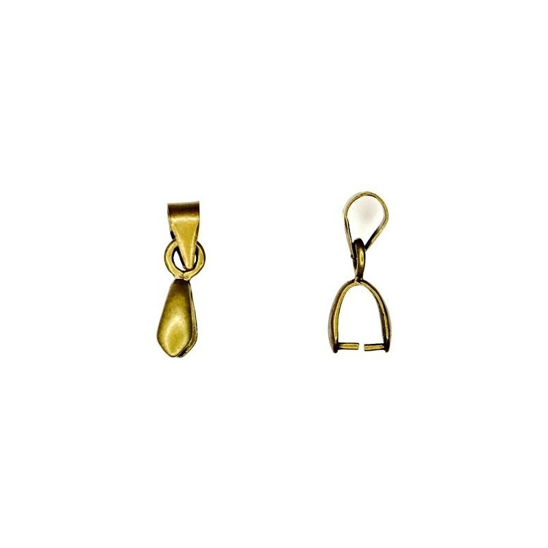 BAIL, PINCH TYPE, 7X15MM, 5MM GRIP LENGTH, ANTIQUE PLATED BRASS, NICKEL FREE. SOLD PER PACK OF 10.