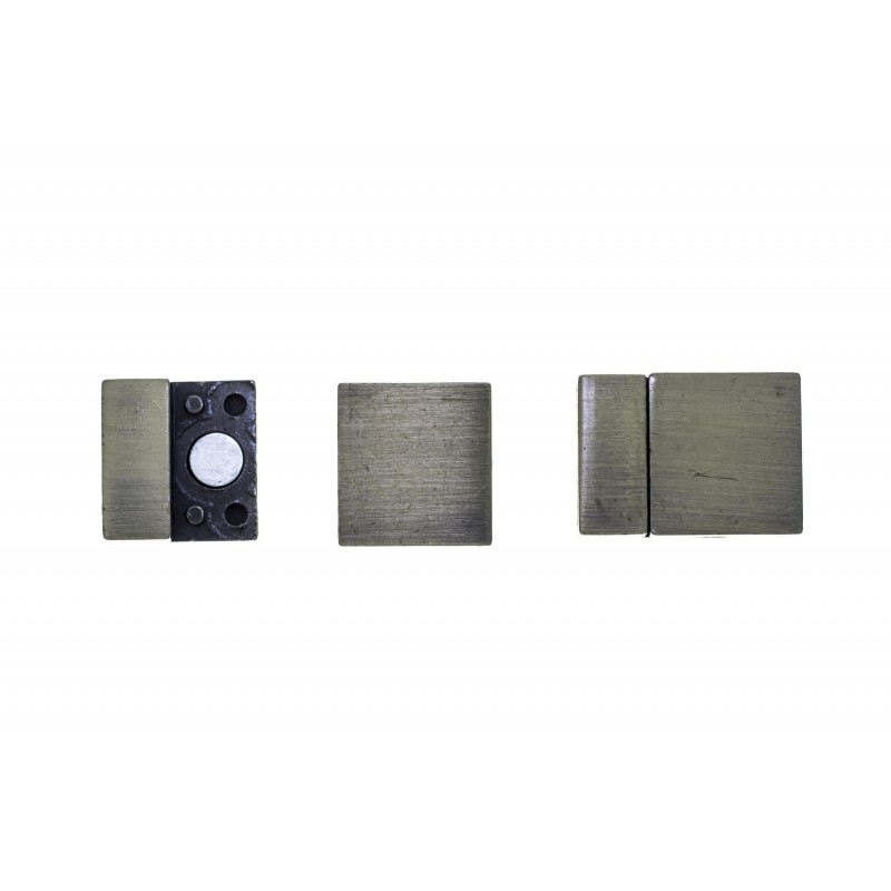 CLASP, MAGNETIC, RECTANGLE, 15X21MM, INTERNAL DIAMETER 3X13MM, ANTIQUE PLATED. SOLD PER PACK OF 2.