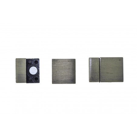 CLASP, MAGNETIC, RECTANGLE, 15X21MM, INTERNAL DIAMETER 3X13MM, ANTIQUE PLATED. SOLD PER PACK OF 2.