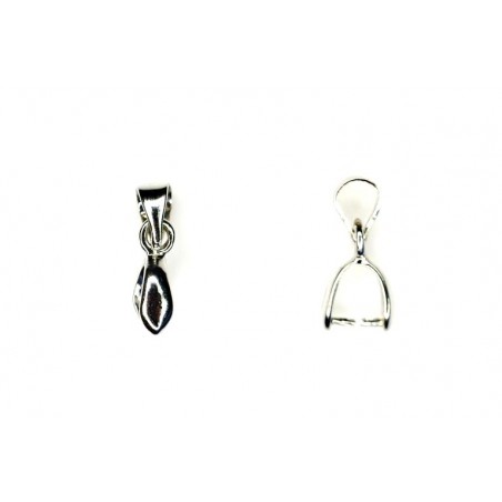 BAIL, PINCH TYPE, 7x15MM, 5MM GRIP LENGTH, RHODIUM PLATED BRASS, NICKEL FREE. SOLD PER PACK OF 10.