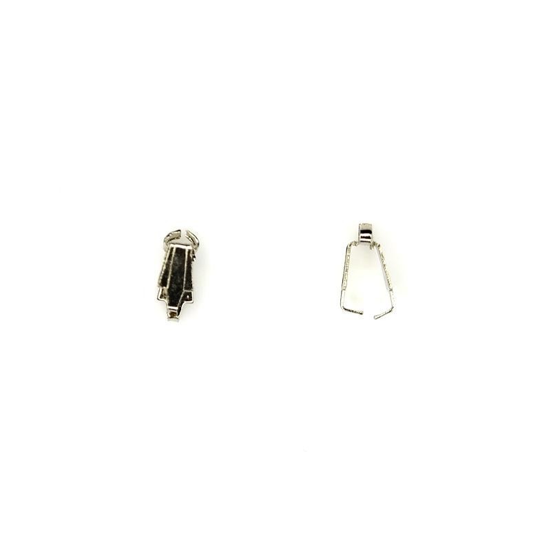 BAIL, PINCH TYPE, 4X8MM, 6MM GRIP LENGTH, RHODIUM PLATED IRON. SOLD PER PACK OF 50.
