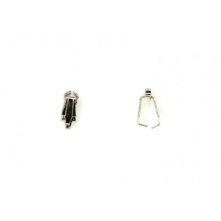BAIL, PINCH TYPE, 4X8MM, 6MM GRIP LENGTH, RHODIUM PLATED IRON. SOLD PER PACK OF 50.