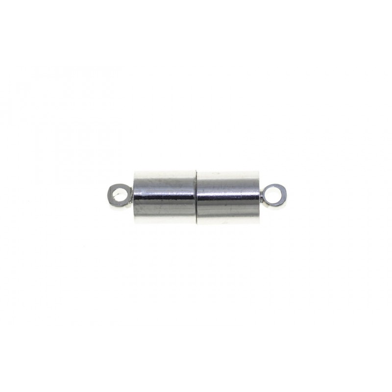 CLASP, MAGNETIC, BARREL, 6X20MM, RHODIUM PLATED. SOLD PER PACK OF 4.