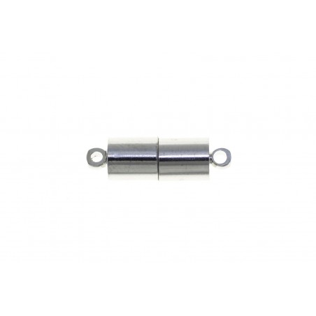 CLASP, MAGNETIC, BARREL, 6X20MM, RHODIUM PLATED. SOLD PER PACK OF 4.