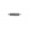 CLASP, MAGNETIC, BARREL, 6X20MM, RHODIUM PLATED. SOLD PER PACK OF 4.