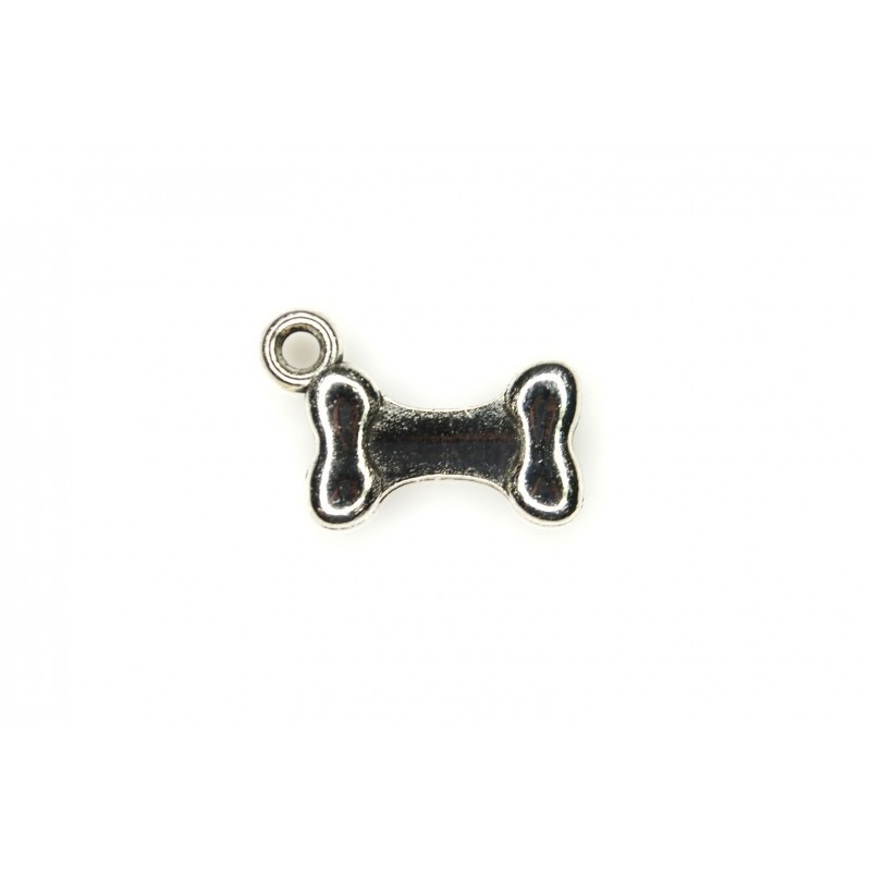 CHARM,BONE,11x16MM,RHODIUM PLATED,ALLOY BASE.SOLD PER PACK OF 10.
