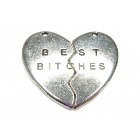 CHARM,HEART BFB,43x39MM,ANTIQUE SILVER. SOLD PER PACK OF 2 SET.