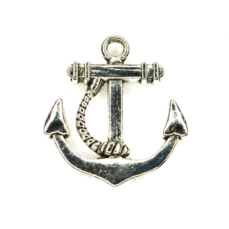 CHARM,ANCHOR,20X23MM,ANTIQUE SILVER. SOLD PER PACK OF 10.