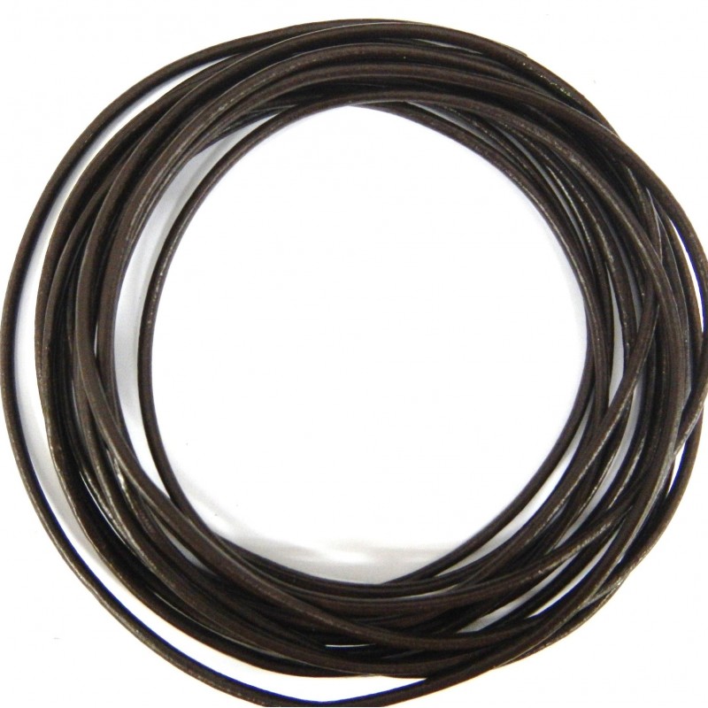 CORD, COWHIDE LEATHER, 3MM, DARK BROWN. SOLD PER PACK OF 5YD.