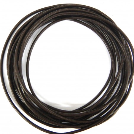 CORD, COWHIDE LEATHER, 3MM, DARK BROWN. SOLD PER PACK OF 5YD.