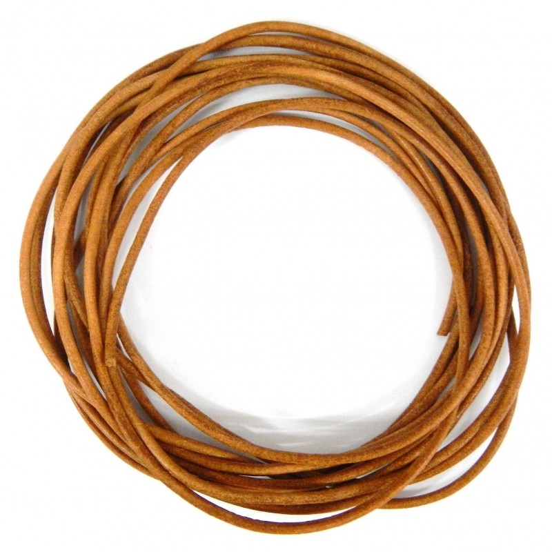 CORD, COWHIDE LEATHER, 3MM, NATURAL. SOLD PER PACK OF 5YD.
