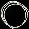CORD, COWHIDE LEATHER BOLA, 3MM, WHITE. SOLD PER PACK OF 1YD.