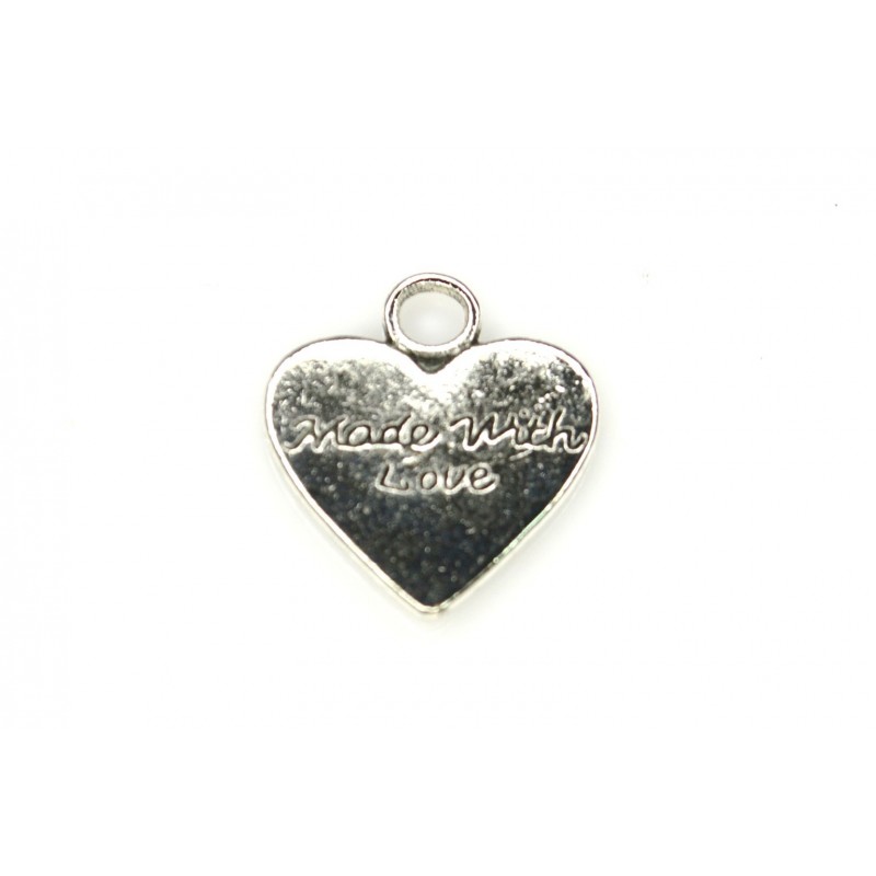 CHARM,HEART,17X19MM,ANTIQUE SILVER. SOLD PER PACK OF 5.