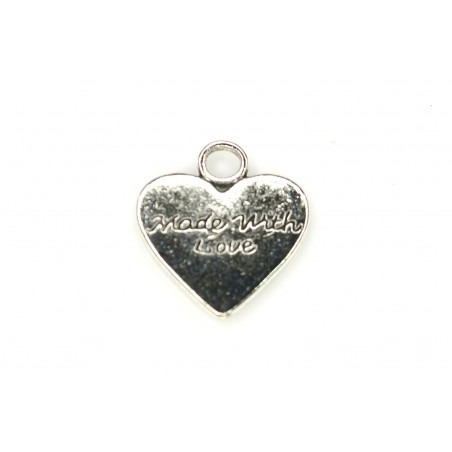 CHARM,HEART,17X19MM,ANTIQUE SILVER. SOLD PER PACK OF 5.