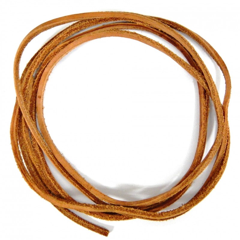 CORD, COWHIDE LEATHER, SQUARE, 3X2MM, NATURAL. SOLD PER PACK OF 2M.
