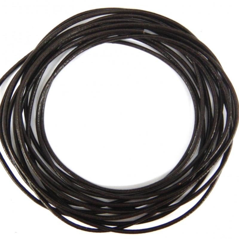 CORD, COWHIDE LEATHER, 2.5MM, DARK BROWN. SOLD PER PACK OF 5YD.