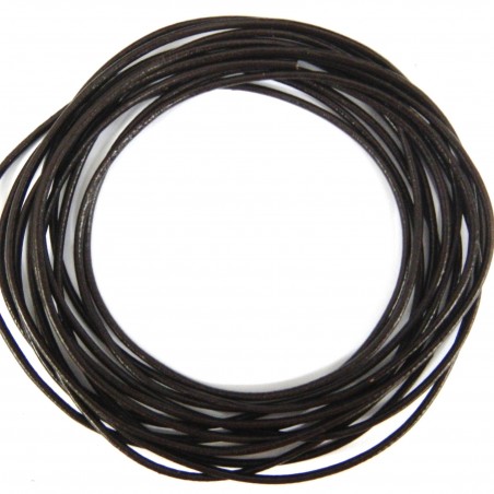 CORD, COWHIDE LEATHER, 2.5MM, DARK BROWN. SOLD PER PACK OF 5YD.