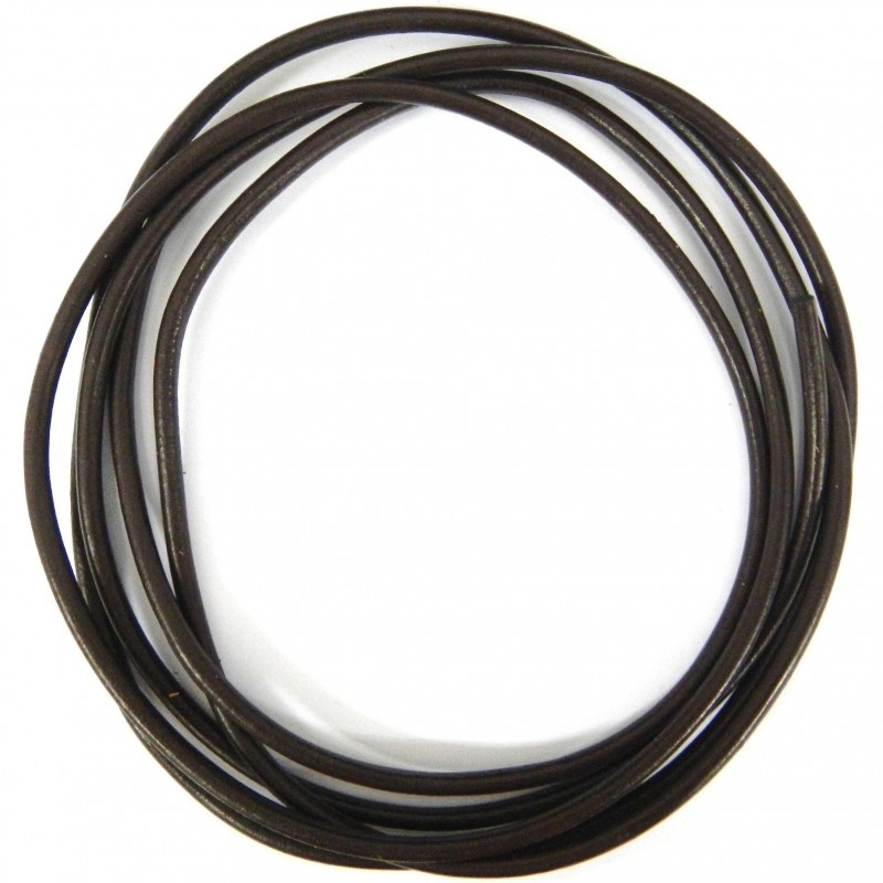 CORD, COWHIDE LEATHER, 5MM, DARK BROWN. SOLD PER PACK OF 1YD.