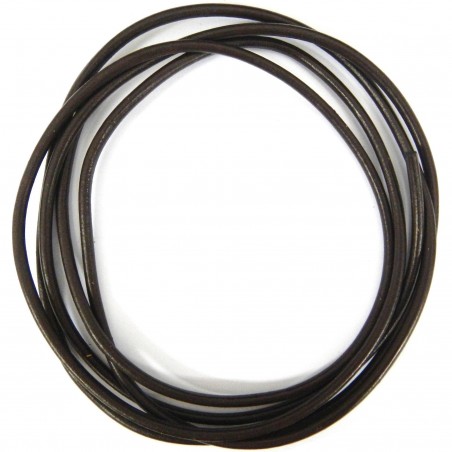 CORD, COWHIDE LEATHER, 5MM, DARK BROWN. SOLD PER PACK OF 1YD.