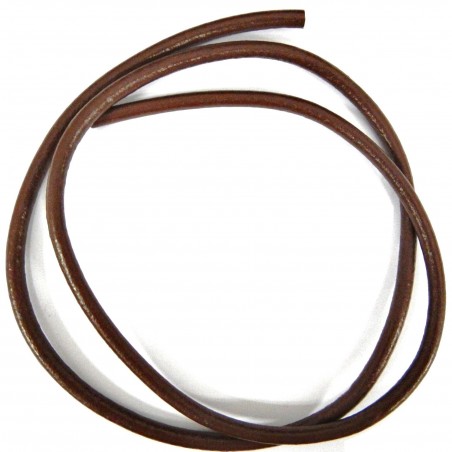 CORD, COWHIDE LEATHER, 6MM, MEDIUM BROWN. SOLD PER PACK OF 1YD.